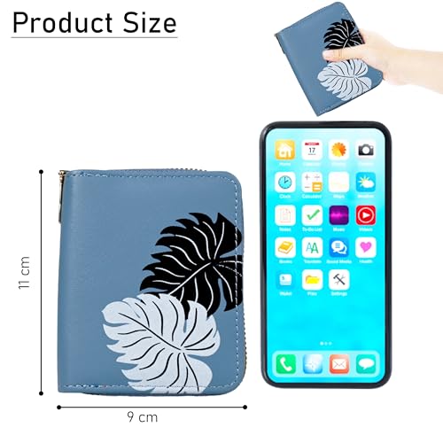 Image of Women Small Wallet Wallets for Girls Credit Card Holder Coin Purse Zipper Small Secure Card Case Cute Wallets Mini Wallets for Women (Blue)