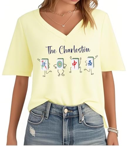 The Mahjong Shirt Funny Mahjong Tee for Women & Men Chinese Tile Game Lover Gift V Neck Shirt2