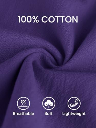 Image of ECUPPER Womens Cotton Cropped Pants Loose Fit Wide Leg Trousers | Casual, Plus Size, Elastic Waist, Capri, 100% Cotton, Slant Pockets, High Rise Waist, Lounge Pants