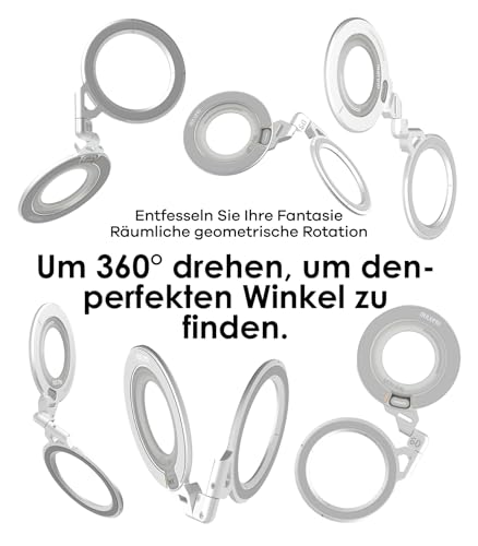 Aulumu G09 Handy Ring Halterung für MagSafe Ring 360° Drehung Handy Griff und Stand, Aluminium Doppelseitige Magnetische Fingerhalter für iPhone 17 16 15 14 13 12 und Handyhülle für Samsung, Schwarz