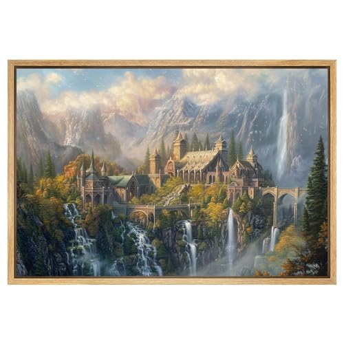 Image of Medieval Castle Wall Art Castle Landscape Poster Landscape Scenery Print Old Castles Prints Vintage Castle Picture Aesthetic Medieval Prints Nature Scenery Painting for Bedroom 16x24in Unframed