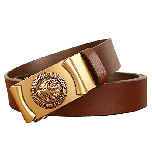 Ceinture en cuir ajustable pour homme, boucle lion automatique pour costume et jean