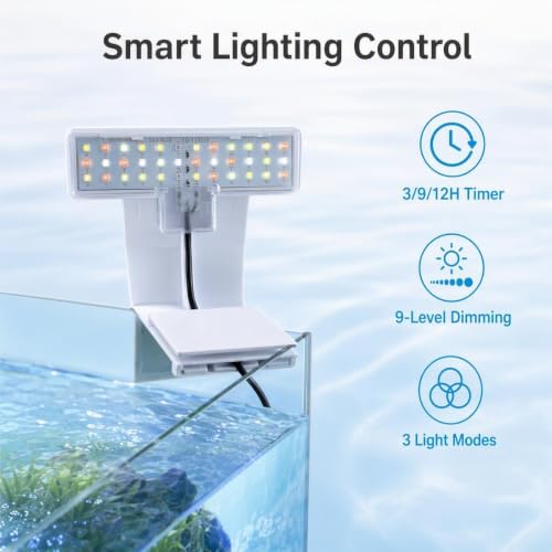 Image of Mini Clip On Fish Tank Light 7W Small Aquarium Light for 1 to 5 Gallon Nano Tanks USB Moving Lamp with White Red Blue Green LED (Adapter NOT Included)
