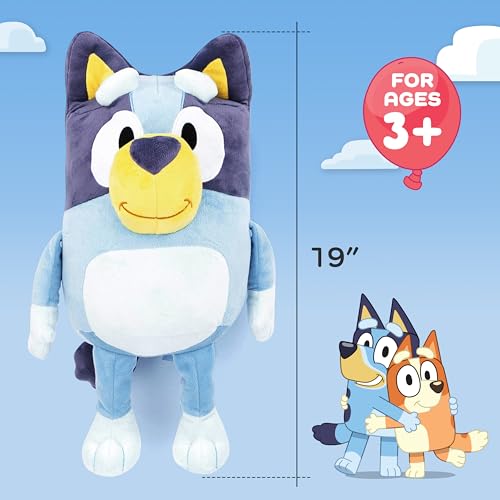 Image of Jay Franco Kids Plush Pillow Buddy - 19 Inches Ultra-Soft Stuffed Plushie & Cozy Pillow, Official Licensed Bluey, Blue - Bluey