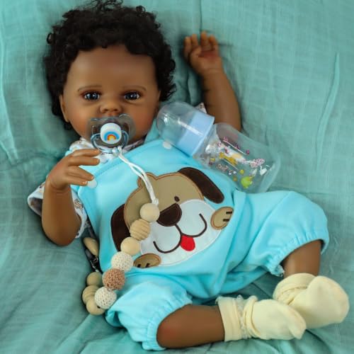 Muñeco bebé realista africano 20 pulgadas con accesorios miniatura 1