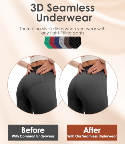 Image of Kalapa Seamless Womens Underwear High Waisted No Show Briefs Silky Stretch Breathable Full Coverage Ladies Panties Multi Pack