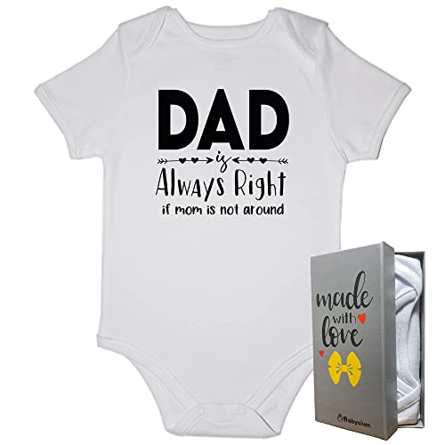 Image of In a Gift Box, New, Funny Daddy Baby Onesie for Boy, Girl, Infant, 1st Time Father Birthday, Dad is Always Right Cute Bodysuit, Gender Neutral Clothes