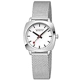 Die Damen-Armbanduhr der Marke MONDAINE aus der Serie CUSHION PETITE ist ein stilvoller Begleiter für jeden Anlass. Mit einem zuverlässigen Quarz-Uhrwerk bietet sie präzise Zeitmessung