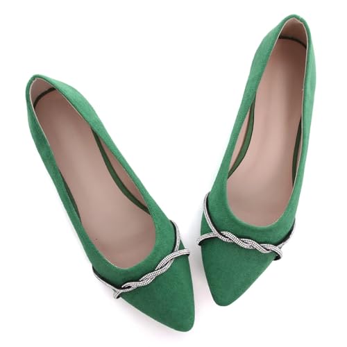 Image of TN TANGNEST Womens Casual Flats Chain Ballet Flats | Fashion Pointed Toe Rhinestone Flats, Comfort Slip On Dress Shoes for Business Work Office Wedding Party