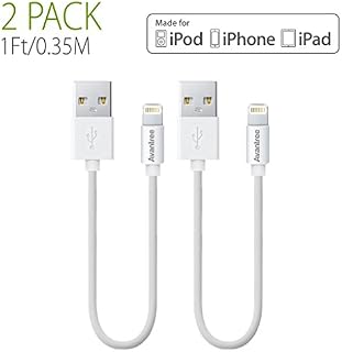 Avantree [Apple MFi Certified] 2 Pack Short Lightning Cable, 1ft for iPhone X
