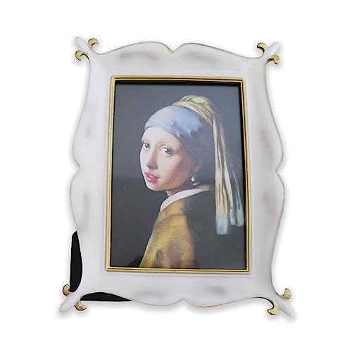 Image of Art Street European Resin Vintage Photo Frame For Home Decoration, Wedding Dress Display Picture Frame For Table Top Desk, Birthday, Wedding, Return Gift - Royal White (Size: 5x7 Inch)