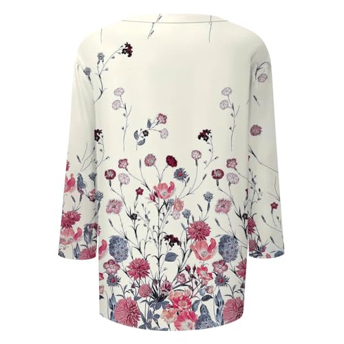 HTHLVMD Womens 3/4 Length Sleeve Tunic Tops Summer Fall Outfits 2025 Three Quarter Sleeve Casual V Neck T Shirts for Women
