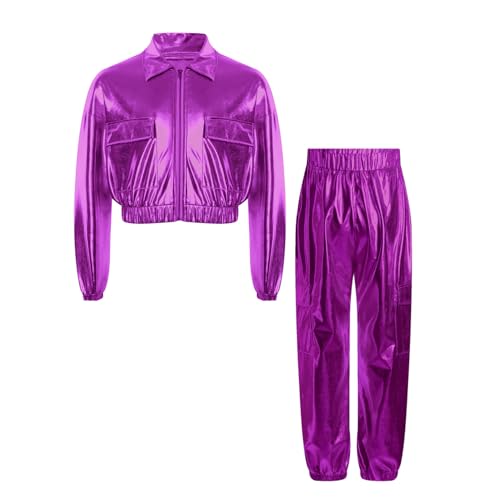 Pantalon métallique brillant et veste enfant costume disco jazz ranrann