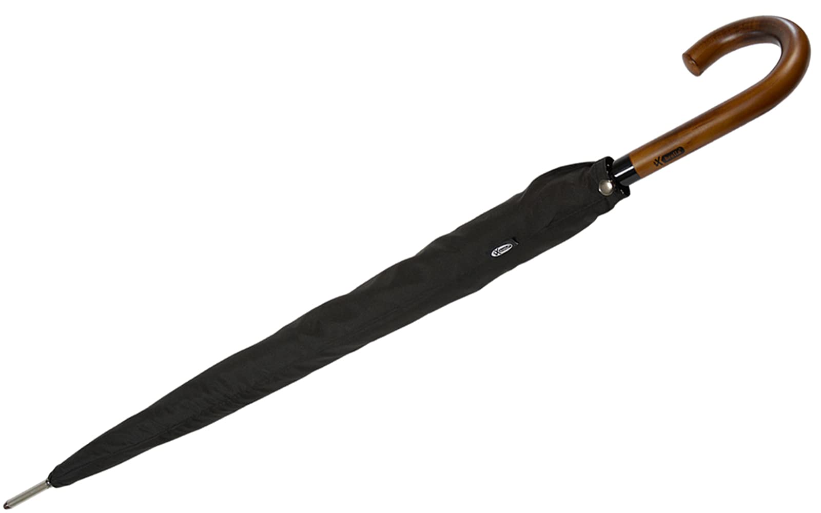 iX-brella Herren Stockschirm Automatik mit Echtholz-Rundhakengriff Schwarz