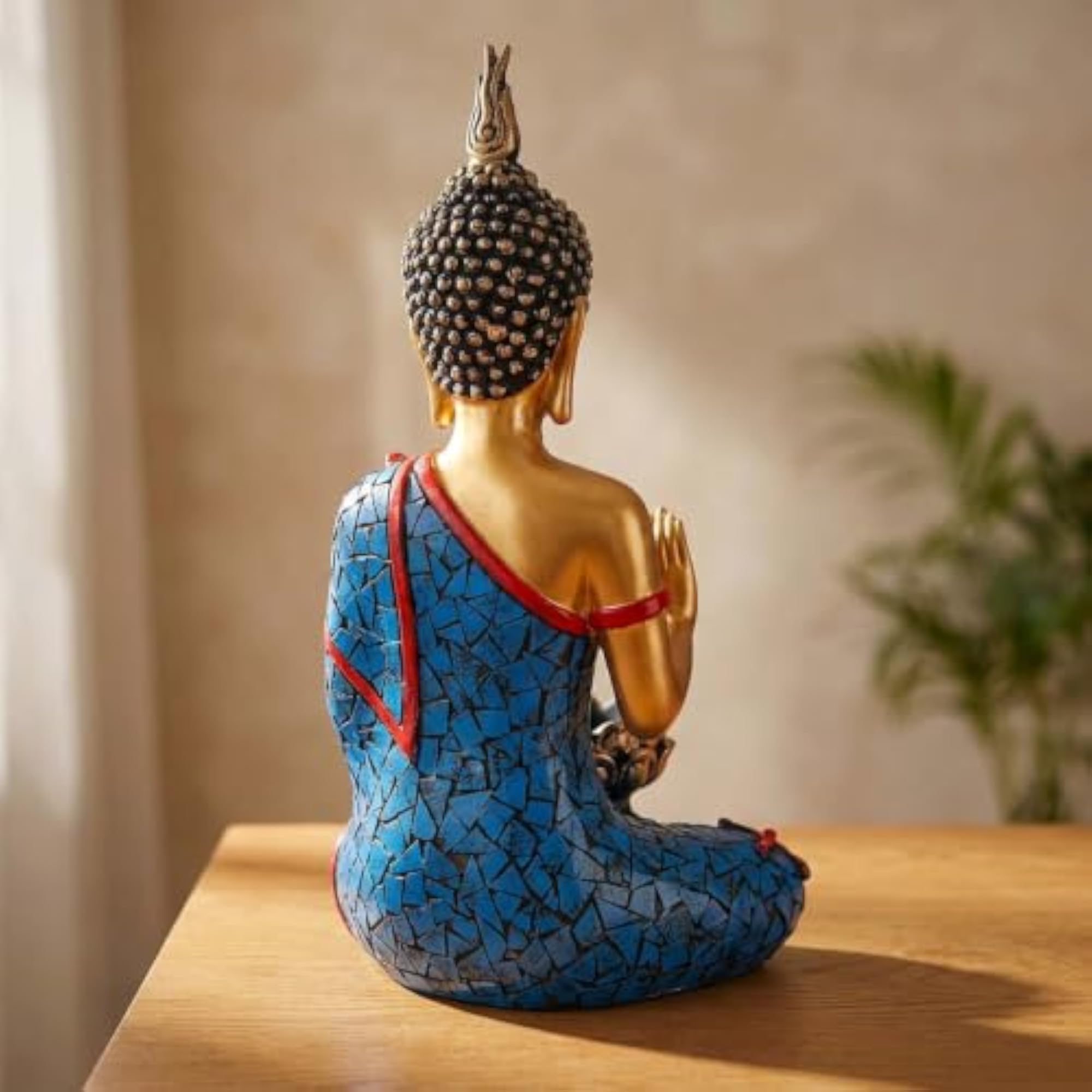 Meditating Sitting Buddha Idol Statue with Tealight Holder