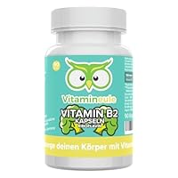 Vitamin B2 Kapseln - hochdosiert 200 mg Riboflavin - bioaktiv & vegan - Produktion in Deutschland - ohne Zusatzstoffe & laborgeprüft - für Erwachsene & Kinder - Kapseln statt Tropfen - Vitamineule