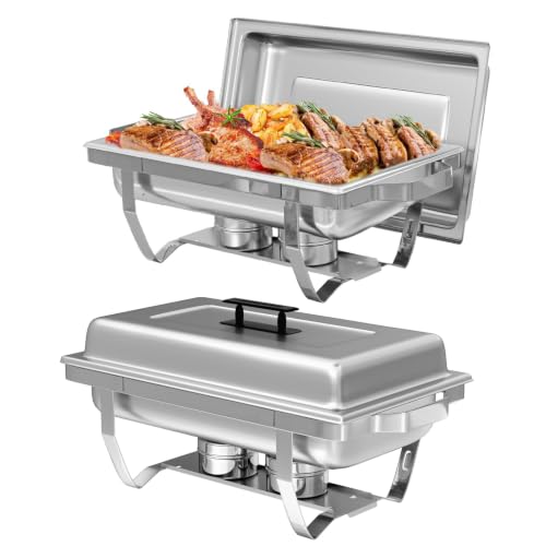 Aplancee Chafing Dish GN 1/1, Edelstahl Warmhaltebehälter Essen, 2er-Set