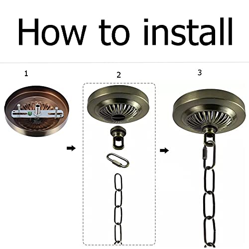 Image of U /D Light Fixture 5 inchCanopy Kit with 6 Feet Pendant Light Chain Accessories, Includes Mounting Hardware for Chandelier or Swag Light Fixtures, Max Fixture Load of 50 Pounds (Antique Brass)