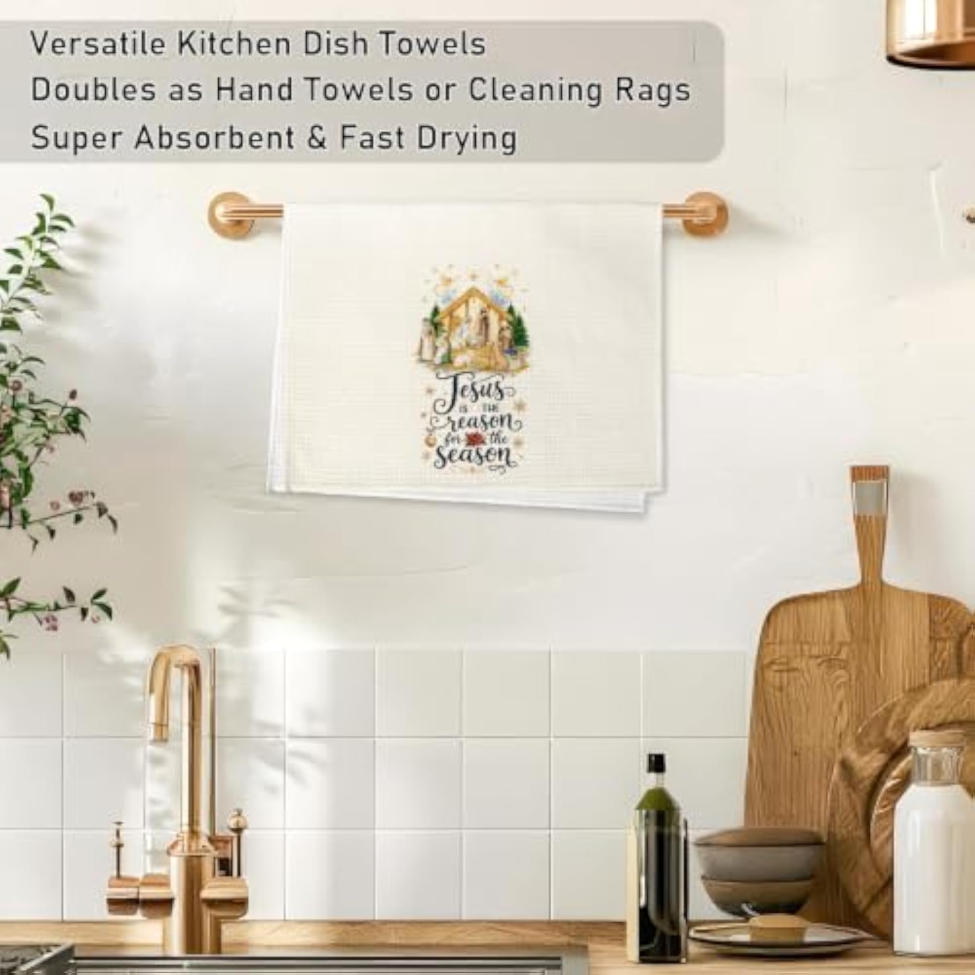 Christian Nativity Kitchen Towels, Christmas Decor