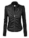 LL WJC746 Womens Vegan Leather Motorcycle Jacket XXL BLACK