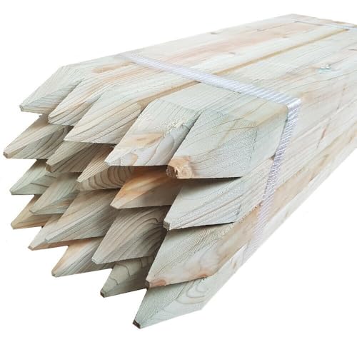 2ft x 10 Fence Post Garden Square Tree Stakes Tanalised Treated Timber Fence Posts 45mm x 45mm Planed All Round Wooden Stakes Durable Outdoor Garden Fencing Supports Pressure Treated Timber Posts