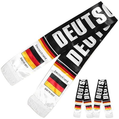 YESAH 2er Pack Deutschland Schal Fussball WM 2026 14x135cm Deutschland Fanschal Halstuch für Stadionbesuche Public Viewing Stadion Straßenfest Polyester Herren&Damen