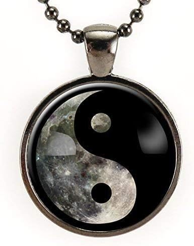 Full Moon Yin Yang Necklace, Space Aesthetic