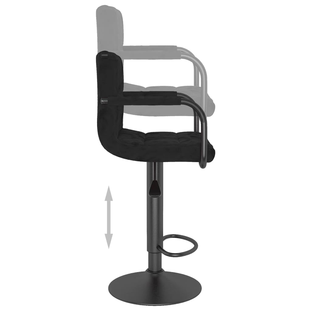 Taburete de bar con recubrimiento de polvo para una alta estabilidad, con acolchado de terciopelo suave, función giratoria y resorte de gas, altura regulable, silla de bar con reposapiés, bar