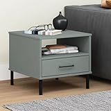  Homgoday Tables de chevet avec pieds en métal 2 pièces Table de chevet Table de chevet Table de chevet Console Table d\'appoint pour chambre à coucher Lit Gris Bois massif Pin #2