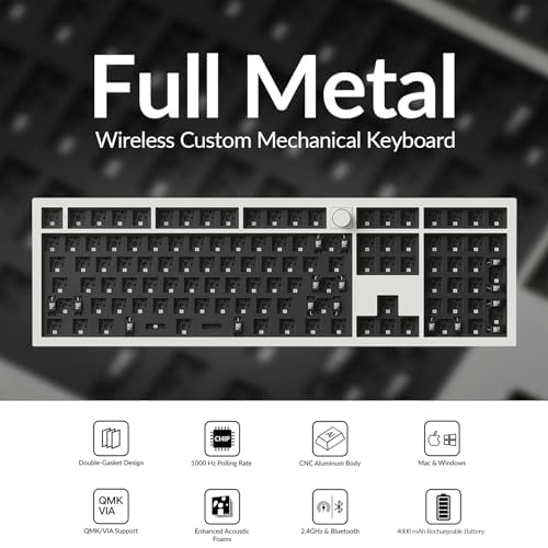 Image of Keychron Q6 Max QMK /VIA Wireless Custom Mechanical Keyboard Barebone Knob Version, Full-Metal Hot-Swappable RGB Backlight 2.4 GHz /Bluetooth /Type-C Wired Gaming Keyboard for Mac /Windows /Linux - White