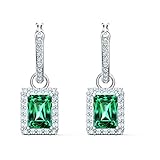 Swarovski Angelic Rectangular Pierced Earrings Green One Size