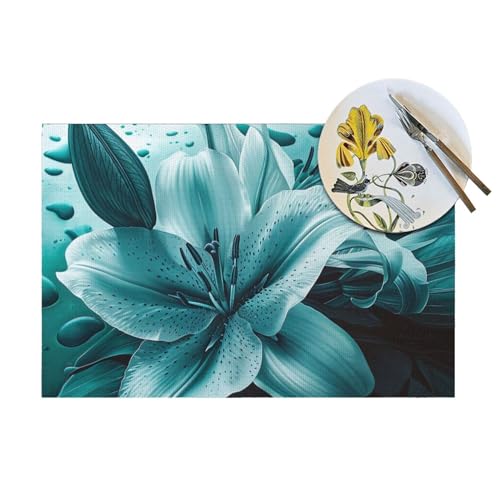 Sets de table en PVC lavables bleu sarcelle lot de 6 - 5