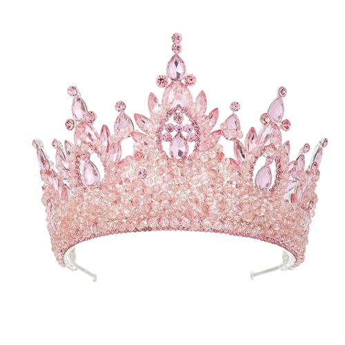 5 Inch Tall Pageant Crown Light Pink Quinceanera Tiaras Tall