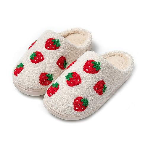 Pantoufles en peluche fraises cadeau idéal coton pour amoureux