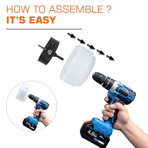 Image of 4-1 /4 Hole Saw for Recessed Lights, 4.25 Inch Hole Cutter with Dust Bowl Catcher for Led Recessed Lighting 4 Inch and Wood Metal Drywall, Bi-Metal Construction, Black