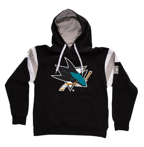 Calhoun NHL Surf & Skate Mens Varsity Retro Style Pullover Hoodie The Coastal Collection (X-Large San Jose Sharks)