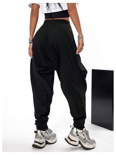 Verdusa Women's Hippie Baggy Harem Pants Elastic Waist Drop Crotch Trousers with Pockets2