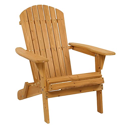 Folding Wooden Adirondack Lounger Chair,Modern Patio Lounge Chair,All Weather Patio Porch Chair,Wood Outdoor Fire Pit Lounge Chairs,with Backrest,for Outside Yard Deck Lawn Pool Backyard (Natural)