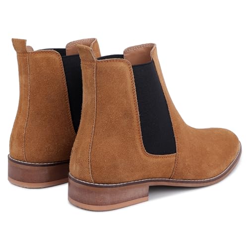 Image of LOZANO Suede Leather Chelsea Boots for Men | High Ankle Boots, Soft Cushioned Insole, Slip-Resistance, Arch Support & Shock Absorption