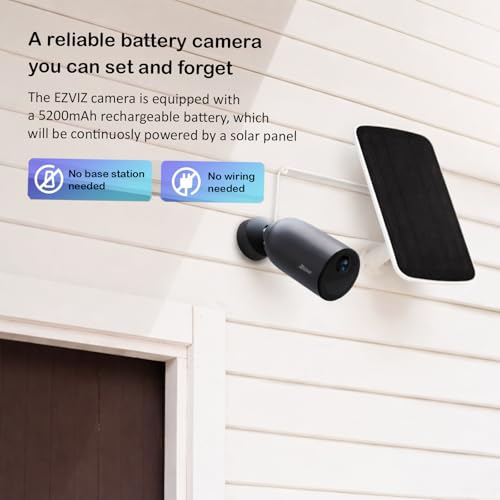 Image of EZVIZ WiFi Camera, Outdoor Security Camera, 2K Wireless Solar + Battery Powered CCTV Camera, Color Night Vision, 2-Way Talk, Human Detection, Active Defense, Weatherproof, Alexa, EB3