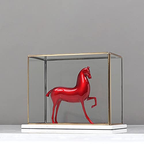 Yfqhdd Modern Chinese Red Horse Decoration Lucky High-End Sales Office Bookcase Living Room Wine Cabinet Glass Cover Display Box #TOP2