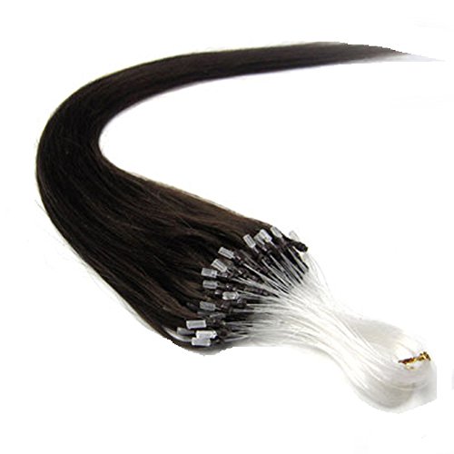 18 Inch Micro Ring Loops Beads Tipped Remy Real Human Hair Extensions (#02 Dark Brown)