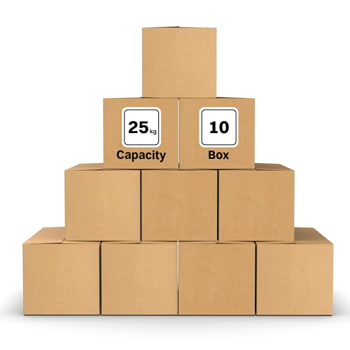 Image of BonKaso 5 Ply Corrugated Boxes for Packaging | 27 inchx13 inchx14 inch (Pack of 10) | Brown Cardboard Packing Boxes for Shipping, Moving & Storage | Large Carton Boxes for Courier & Goods Transportation