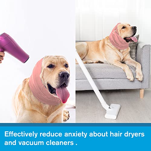 Dog Hoodie, Soft Snoods For Dogs, Breathable Dog Head Wrap Ear Cover For Anxiety Relief And Calming, No Flap Ear Wraps For Dogs Reduce Anxiety Thunder, Vacuum Cleaner (Pink, L) #TOP2