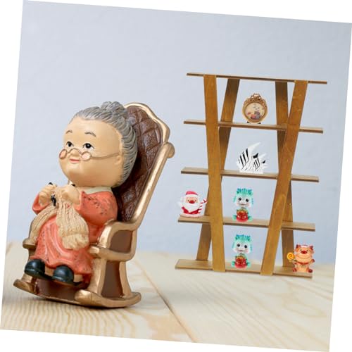 INOOMP Miniaturzubehör Miniatur-Lagerregal Storage Shelves abstellständer Aufbewahrungsbänke Modelle zarte Mini-Hausdekoration landschaftsbau Mini dekor Nussbaum Spielzeugzimmer Holz – Bild 4