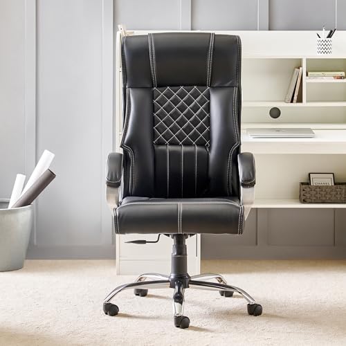 Image of Home Centre | Zuby | Faux Leather | High Back | Metal | Study and Office Chairs | Black | 1 Year Warranty