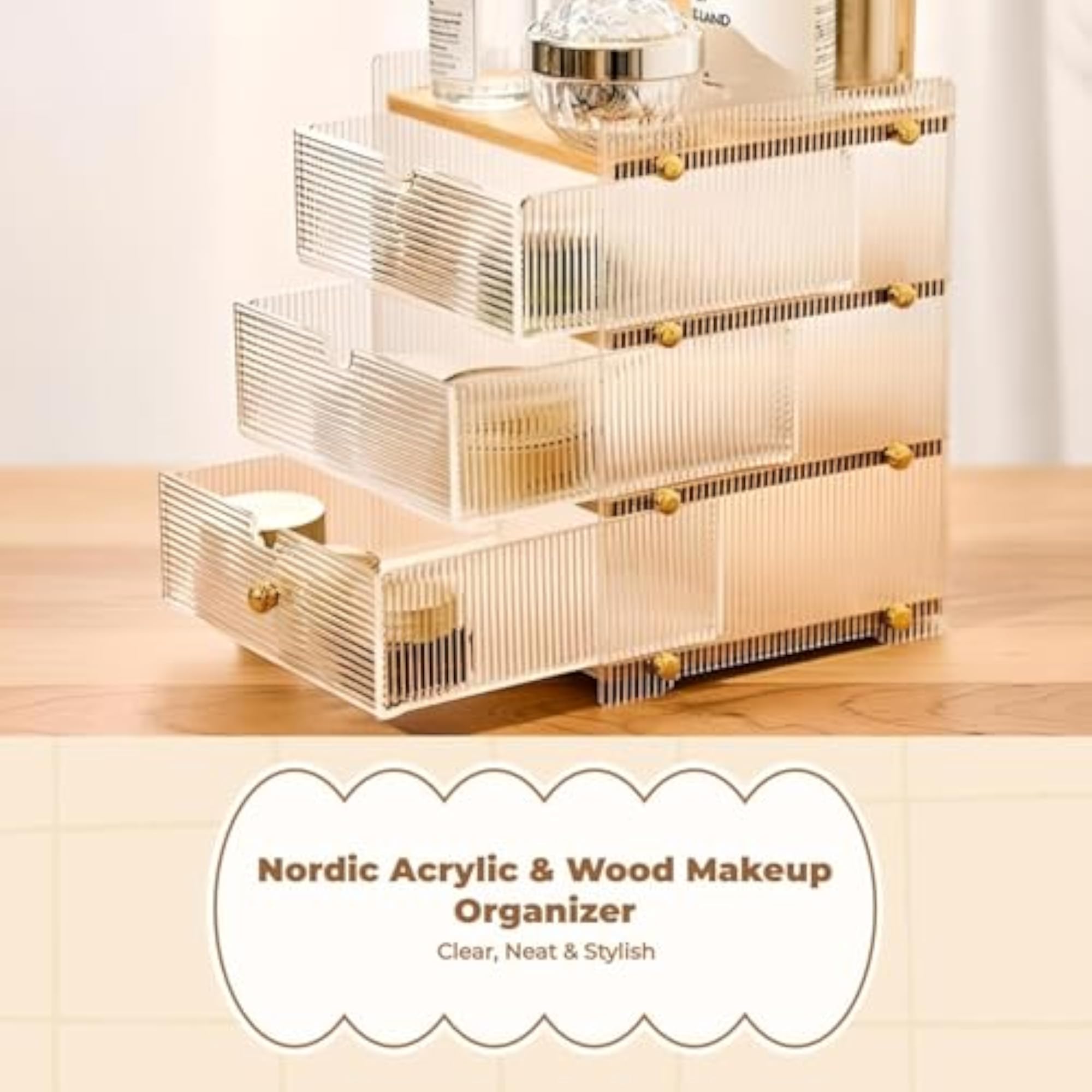 Multi-Tier Acrylic Makeup Organizer, Large Capacity