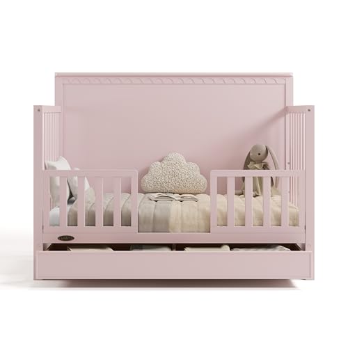 Image of Storkcraft & Graco Toddler Safety Guardrail with Slats (Blush) - GREENGUARD Gold Certified, Converts Compatible Storkcraft & Graco Crib to Toddler Bed, Each Guardrail Sold Individually