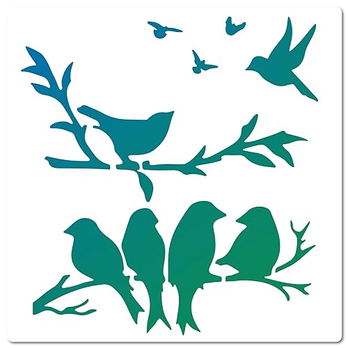 GORGECRAFT 30 * 30 cm Thème D'Oiseau Dessin Art Pochoir en Plastique Oiseaux Motif Animal Modèle Ensembles Modèle Réutilisable pour Mur Bois Carrelage Sol...