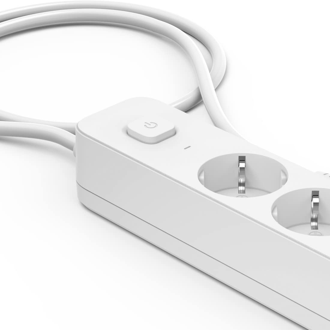 Hama Regleta con interruptor, 6 enchufes, 1,4 m (regleta de 6 enchufes, 6 enchufes, enchufe múltiple, con protección táctil, luz LED funcional, 45°), color blanco